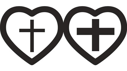 Fototapeta premium A heart-shaped symbol with an infinity symbol and cross inside