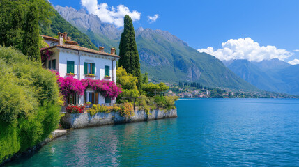 Fototapeta premium view of the lake como italy 