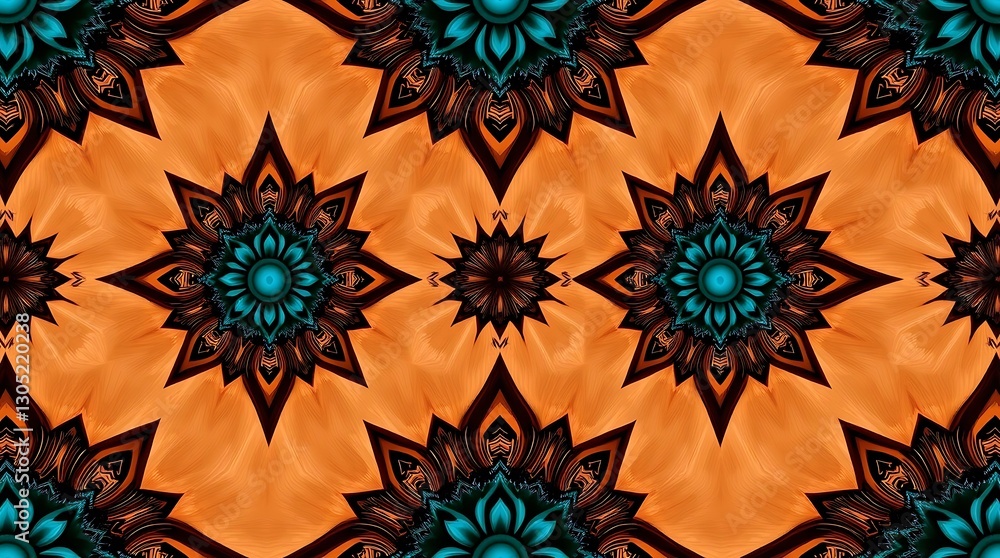 Aufkleber abstract pattern: a vibrant and intricate abstract pattern, showcasing a symmetrical design with flo