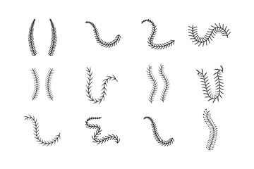 Baseball stitches icon vector icons set in black and blue format