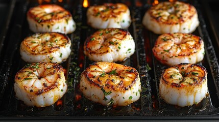 Grilled shrimp on a grill