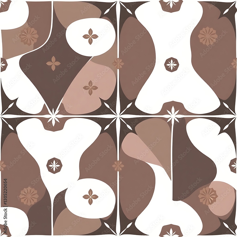 Poster elegant tile pattern: captivating tile pattern showcases a modern design, blending earthy tones with