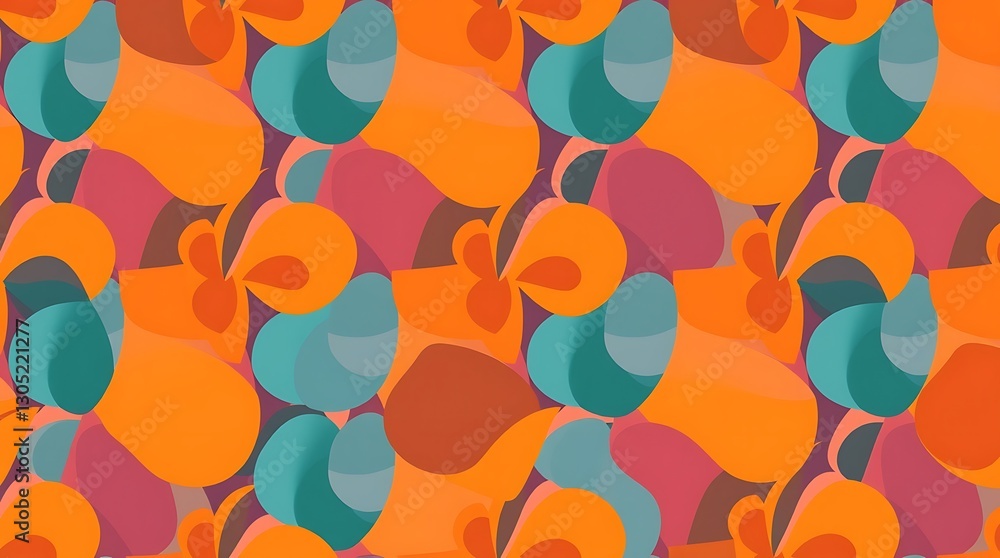Poster geometric elegance: a seamless pattern of organically shaped, multi-colored forms creates a visually