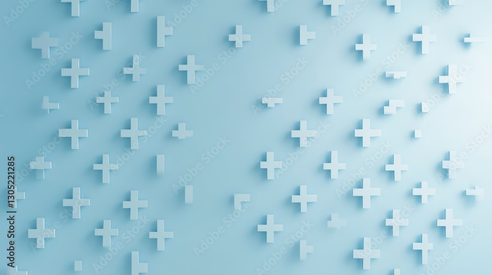Poster light blue background with plus signs, abstract design, possible use for presentation backgrounds or