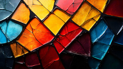 Fototapeta premium Colorful Cracked Stained Glass Texture