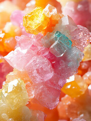 Colorful crystal cluster close-up