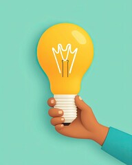 Problem Solving depicted as a cartoon minimalist of a person holding a lightbulb, Problem Solving for Critical Thinking and Innovative Decision-Making.