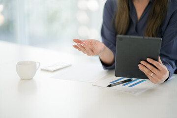 Business people working on digital tablet technology data communication