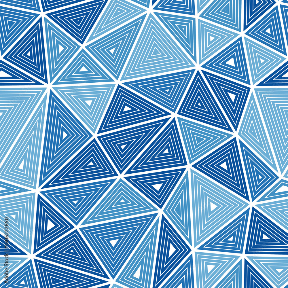 Poster tileable abstract background with large triangles and multiple repeated inner triangles in a monoton