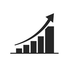 Rising bar chart with an upward arrow, business growth concept