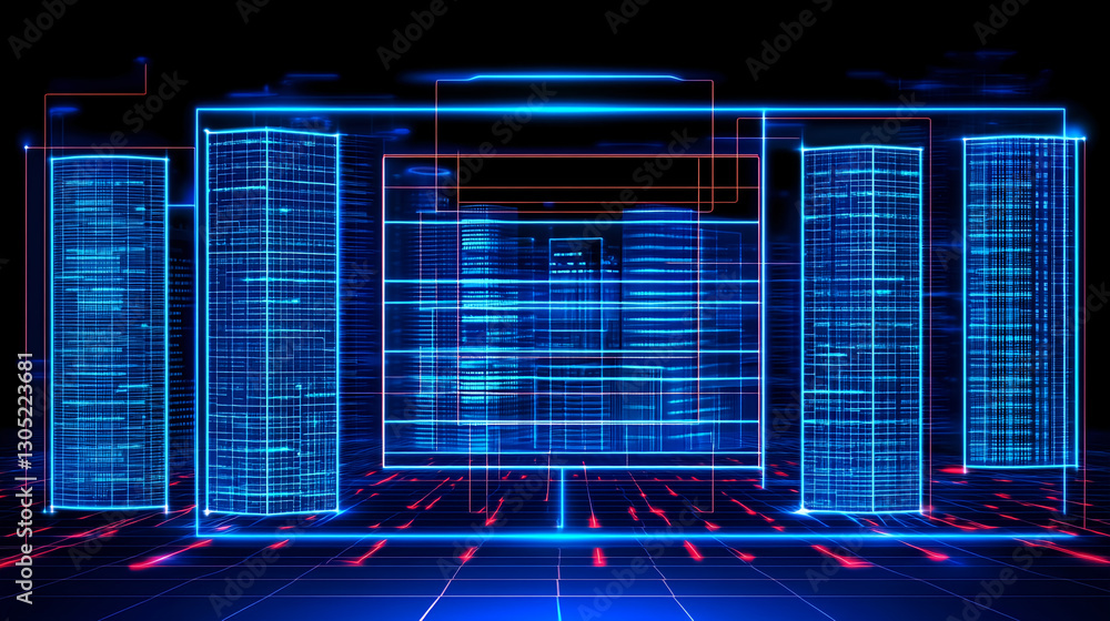 Poster data visualization event virtual environment digital infrastructure cyber space high-tech concept