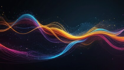 Dynamic blue neon lines create a fractal light wave pattern