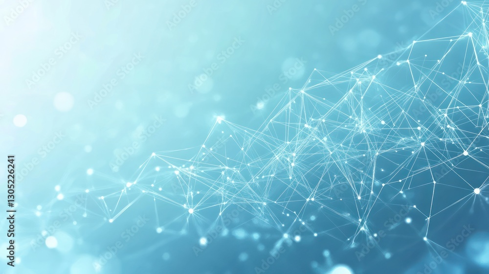 Poster abstract network graphic, light blue tones. background of soft focus dots. possible use in presentat