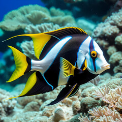 Obraz premium Colorful Moorish idol fish, Waikiki, Oahu, Hawaii.