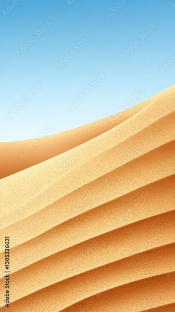 Poster abstract image of sand dunes against a clear blue sky. the texture of the sand is visible, showing s