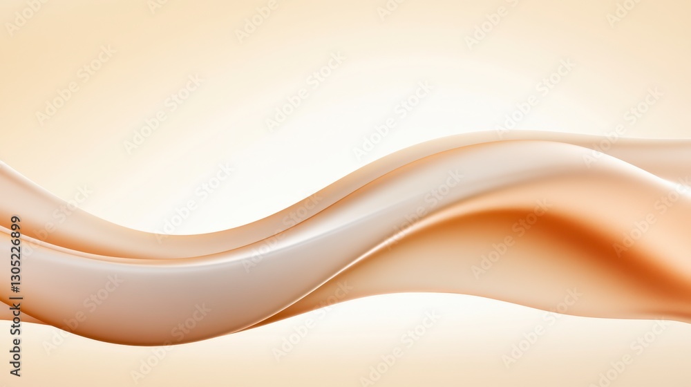 Aufkleber abstract image of flowing beige and cream liquid, creating smooth waves against a pale background. t