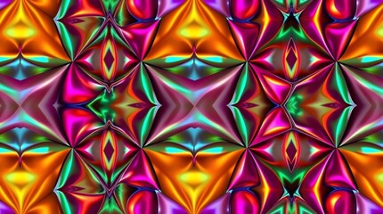 Chromatic Kaleidoscope: A vibrant kaleidoscope of vivid colors and intricate, symmetrical patterns, radiating energy and optical delight. 