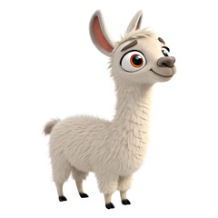 Obraz premium Adorable Cartoon Llama Fluffy White Alpaca Cute Animal Illustration 3D Render