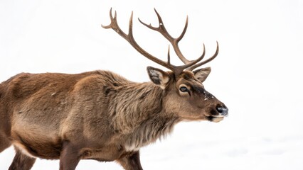 Fototapeta premium Male Deer on White Background