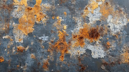 Closeup Grey Metal Surface with Orange and Brown Rust Texture