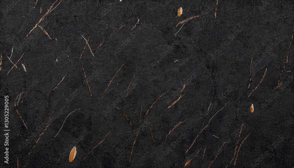 Poster dark textured organic fiberboard background with golden brown plant particles and intricate linear patterns for design

