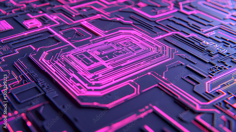 Poster innovative technology circuit design digital workspace graphic visualization high-tech environment m