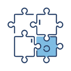 International Youth Day Puzzle pieces connecting in blue and white outline icon