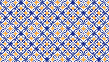 Navy Blue and Burnt Orange Geometric Pattern  Interlocking Diamond Lattice  Symmetrical Repeating Design Seamless Textile or Wallpaper Background