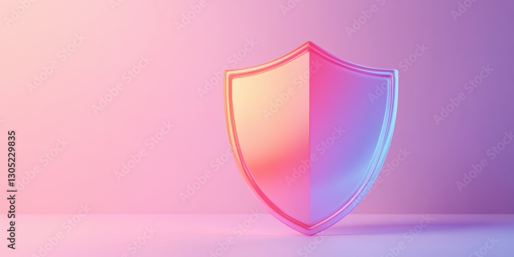 Poster 3d shield with gradient color effects on a soft background representing security, protection, and as