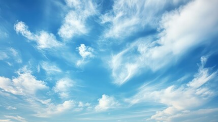 Fototapeta premium Serene Blue Sky with Wispy Clouds Capturing the Essence of Tranquility and Freedom in a Bright Daytime Atmosphere Ideal for Nature and Outdoor Themes