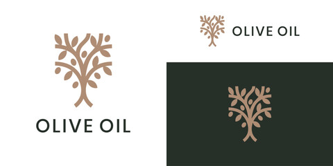 Olive tree logo design, olive oil icon