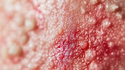 Close-Up View of Textured Skin with Bumps and Red Tones, Featuring Natural Skin Variations and Detailed Surface Patterns highlighting Health and Beauty Aspects