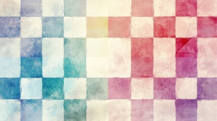 Retro wallpaper with fading checkered pattern and soft pastel gradients comic book textures