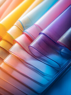Colorful plastic sheets in overlapping layers