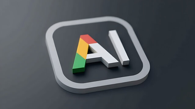 google ai app logo rendered dark gray background white rounded square around