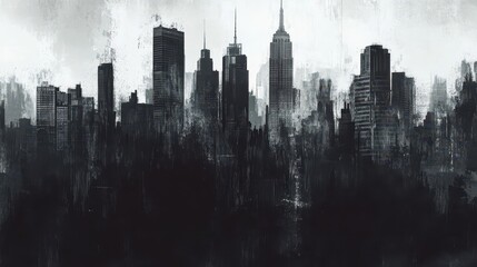 Fototapeta premium Backdrop of a metropolis with classic newspaper print style and subtle halftone patterns