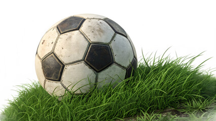 Obraz premium soccer ball on green grass isolated on white background