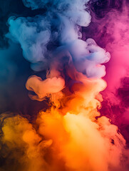 Colorful smoke plumes in vibrant lighting
