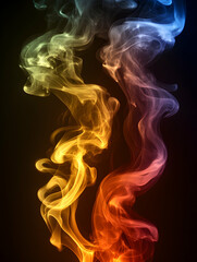 Obraz premium Colorful smoke swirls on black background