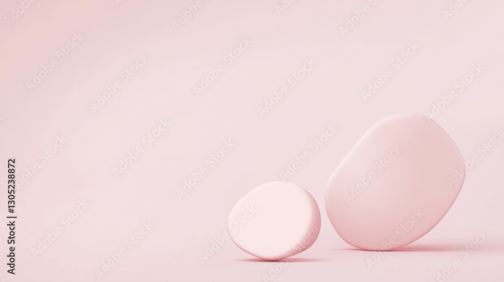 Poster a light pink background with three large rounded
