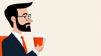 Pixel Art Businessman with Red Coffee Cup