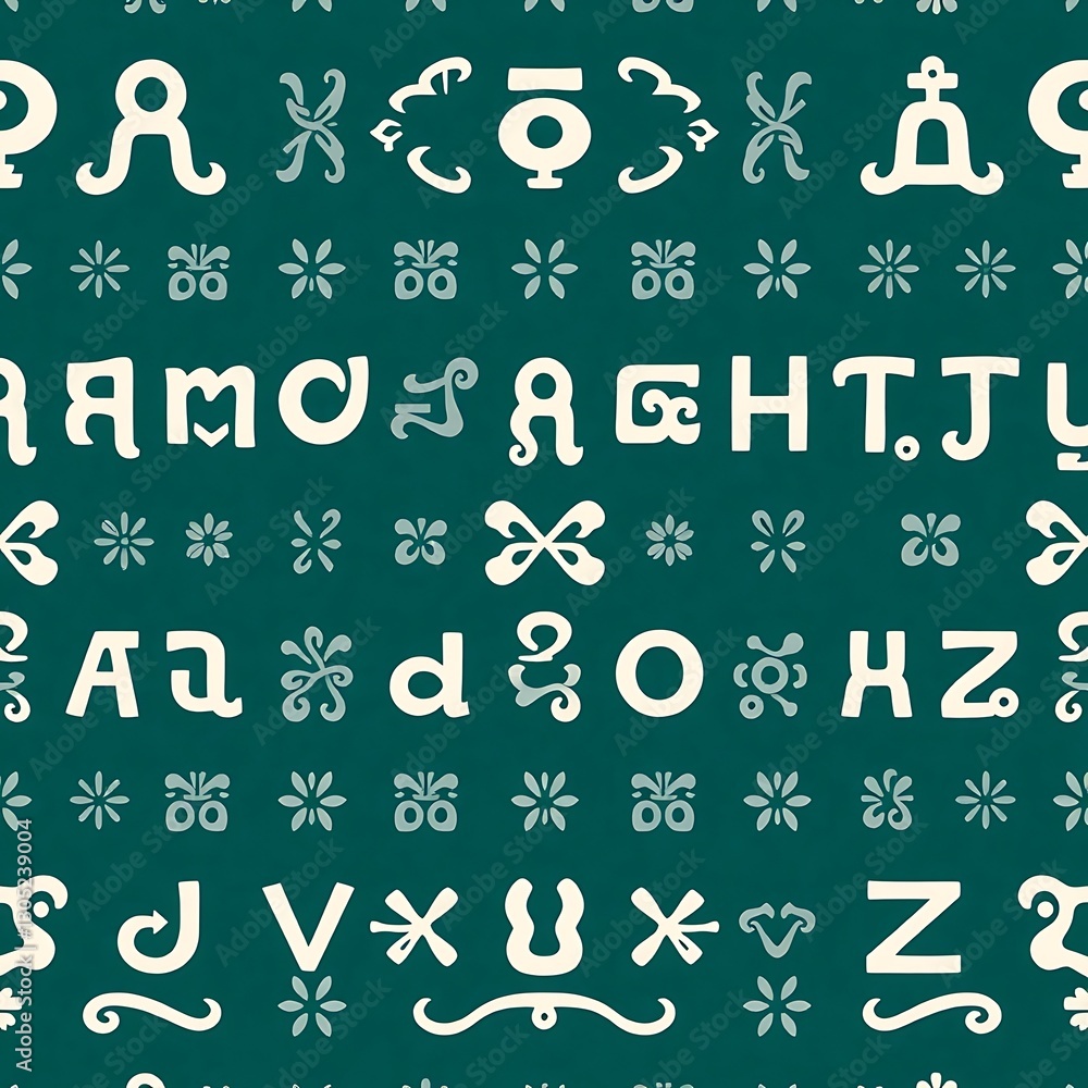 Poster teal and white abstract pattern: a captivating seamless pattern featuring a teal background adorned 