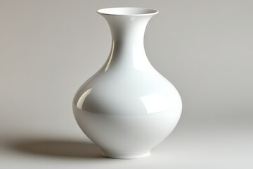 Elegant white ceramic vase with smooth curves showcased against a soft background