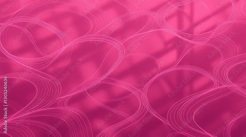 Poster whimsical elegance: abstract lines and subtle shadows dance across a vibrant pink surface, creating 