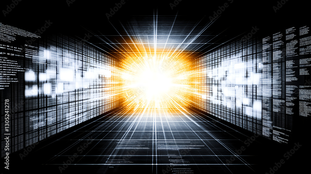 Poster explosive light burst digital space abstract art futuristic environment dynamic perspective conceptu