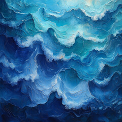 Obraz premium Abstract representations of ocean waves in varying shades of blue and teal generative AI