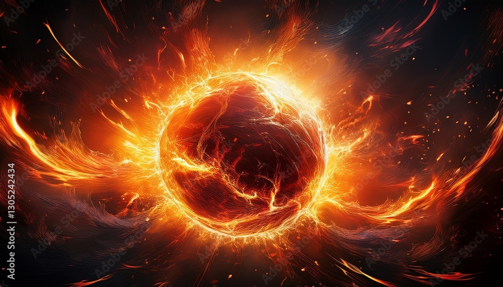 Canvas Prints fiery explosion on black background