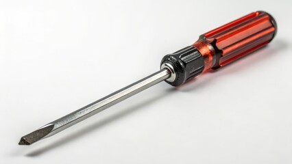 Red-handled Screwdriver on White Background
