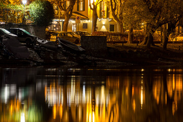 Fototapeta premium night view of the village of Lierna, Lecco, Lombardy, Italy