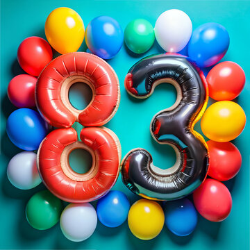 83rd Birthday Celebration with Colorful Balloons